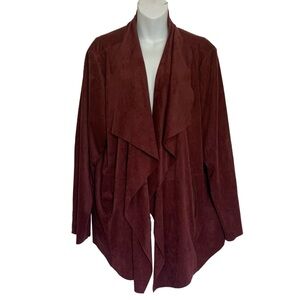 Dress Barn Woman Faux Suede Draped Open Front Cardigan Jacket Size 3X